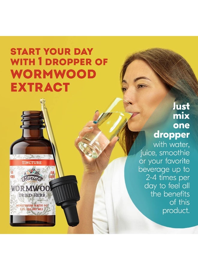FLORIDA HERBS Wormwood Tincture - Organic Sweet Wormwood Extract - Digestive Health - Natural Wormwood (Artemesia Absinthium) for Stomach Cleanse - Made in USA - Organic Wormwood Supplement - 2 Fl Oz - Image 2